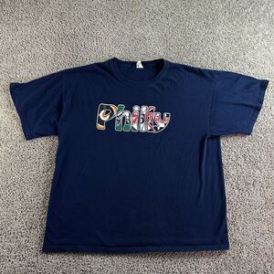 Philadelphia Shirt Mens Extra Large Blue White Sports Short Sleeve Casual Keya